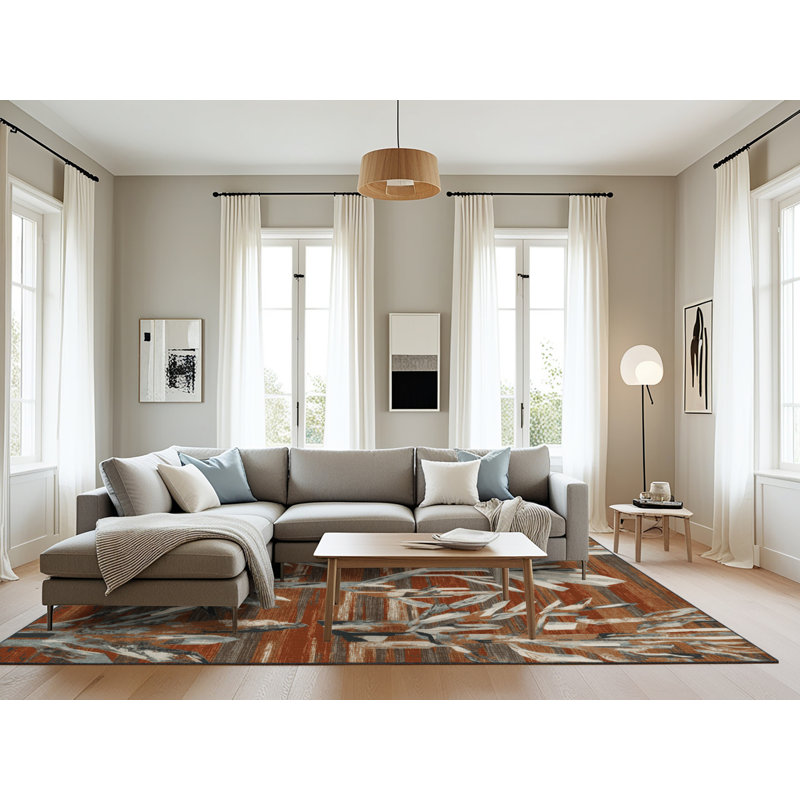 Tapis brun lavable à la machine, Rectangle 6 pi x 9 pi