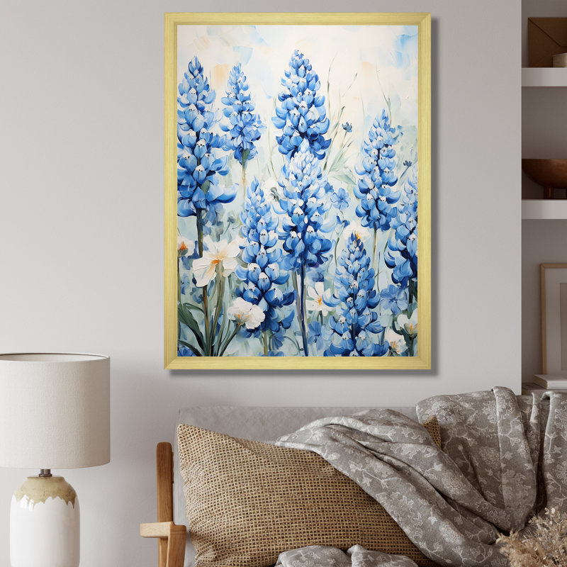 "Blue Bonnets Simplicity Meadow III", reproduction d'art sur toile, H 44 po x l 34 po x P 1,5 po, Or