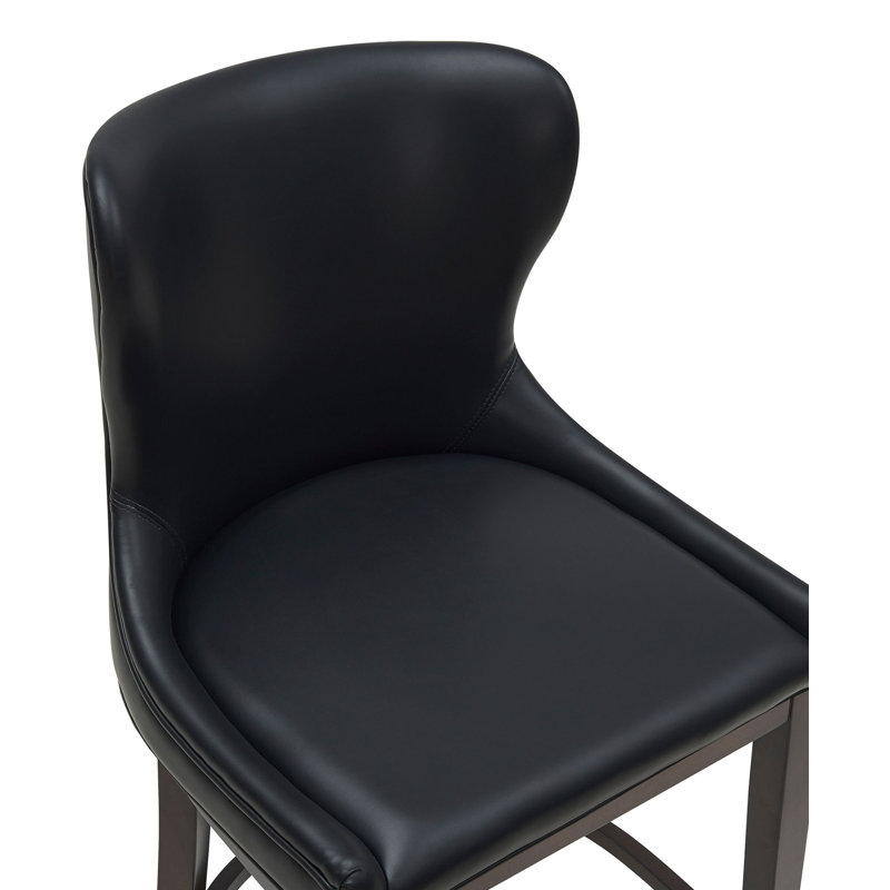 Tabouret de bar rembourré en cuir Blair, Noir, 3, Tabouret de comptoir (siège d'une hauteur de 26 p