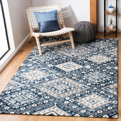 Tapis noir / ivoire en laine touffeté à la main Vahakn