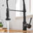 Leak-resistant Brass Matte Black Pull-down Sprayer Kitchen Faucet For Modern Kitchens