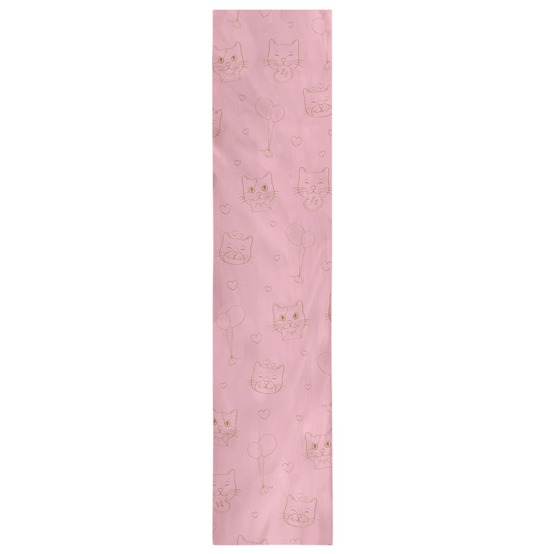 Chemin de table chats saint-valentin hol, L 90 po x l 16 po, Rose / doré, Mélange de coton