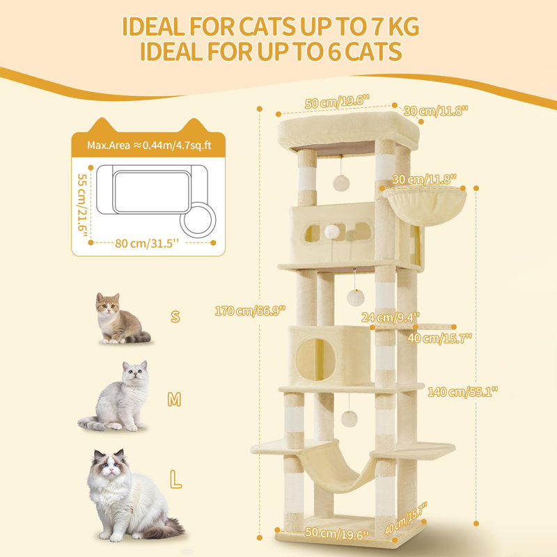170cm H Cat Tree, Beige