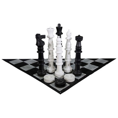 Giant Chess and Checkers Set - 49" Chess Set + 10" Checkers + Nylon Mat