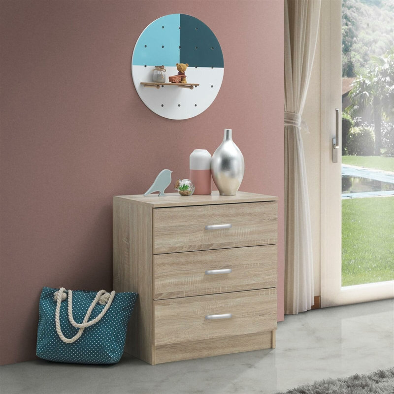 3 Drawer 60cm W Chest, Oak