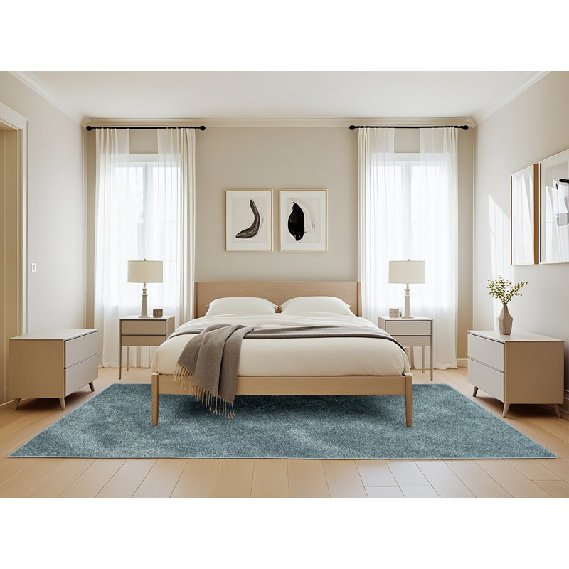 Tapis bleu en acier Jamaika, Rectangle 5 pi x 8 pi