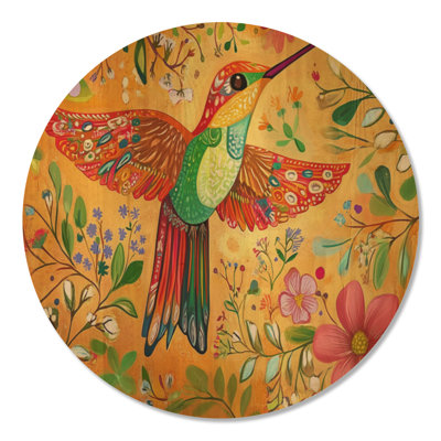 Colibri de mexicain I - reproduction boho jaune en bois