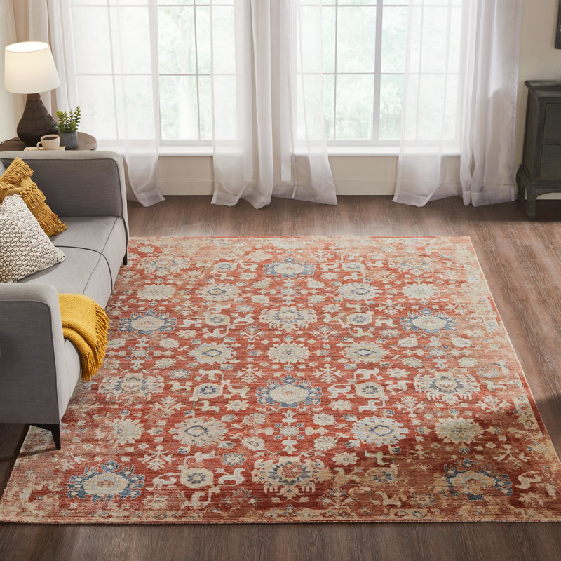 Rosemont Wool Oriental Area Rug in Red, Rectangle 9'9" x 12'6"