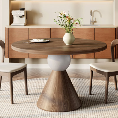  Mid-Century Wood Bistro Breakfast Dining Table, 2-4 Person Small Round Kitchen Nook Table For Small Spaces
