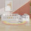 Lit plateforme en bois avec garde-corps-42279646