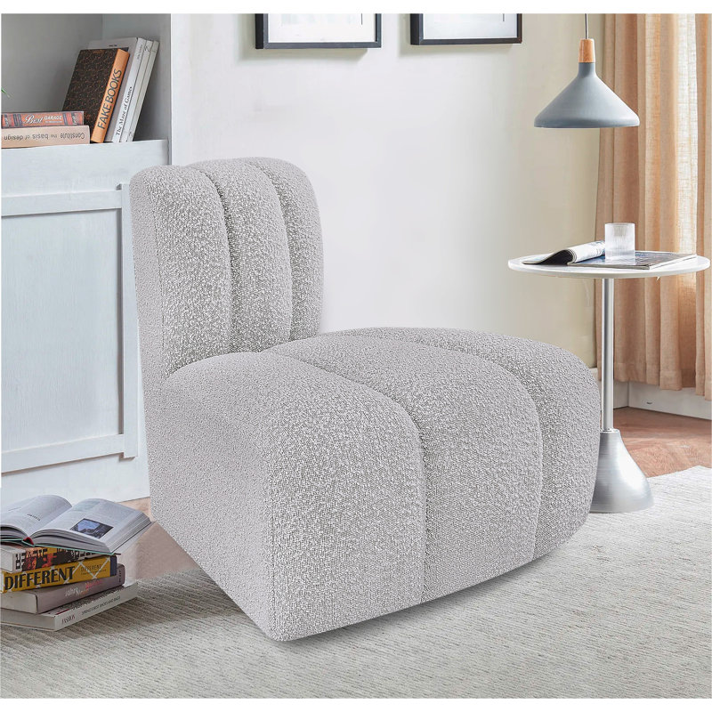 Chaise d'appoint rembourrée Hovanec, Tissu gris bouclé