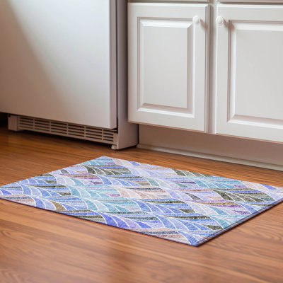 Premium Machine Washable Prisco Blue Rug