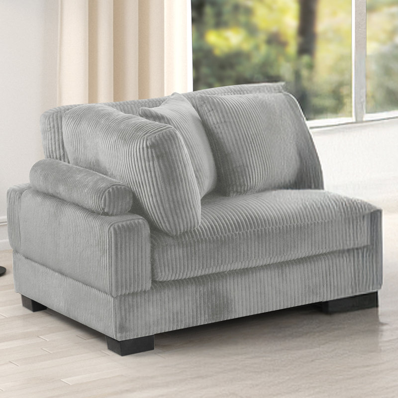 Coussin de coin moderne en velours côtelé de style moderne avec cadre en bois, Velours côtelé gris
