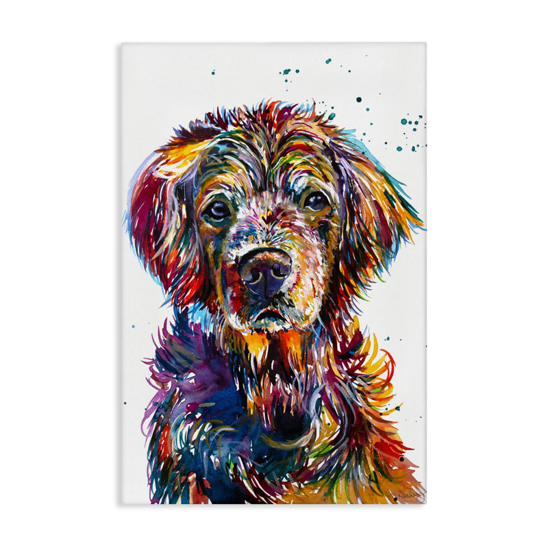 Toile de portrait Retriever Hopi, design par Jennifer Seeley, H 30 po x l 20 po