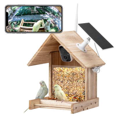 Arlmont & Co. Solar Powered Smart wooden bird feeder with 1080P high-definition watching camera (Lithium battery)