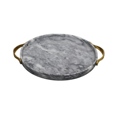 12” Round Badal Gray Marble Serving Tray – Elegant Luxury Home & Kitchen Decor