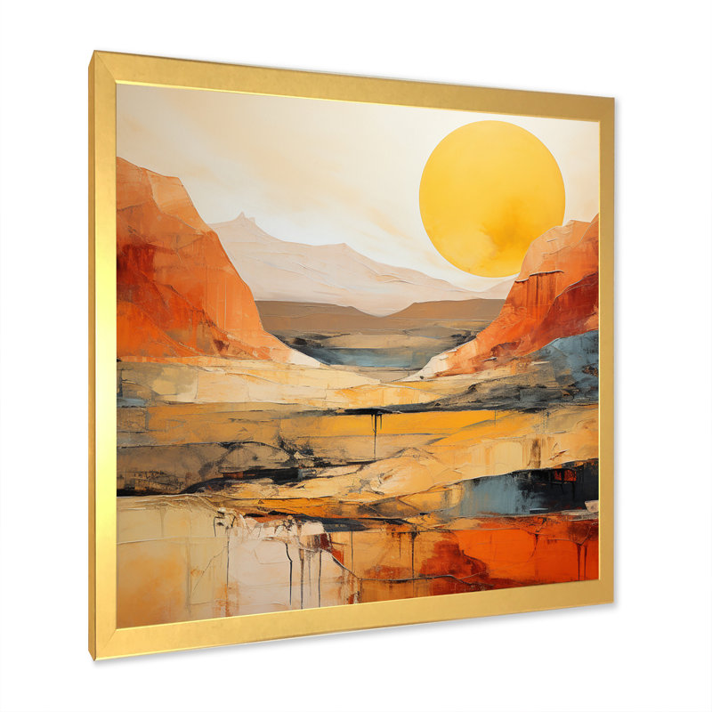 «Bold Landscape Canyon Desert VII», art sur toile Canyon, H 36 po x l 36 po, Picture Framed, Doré