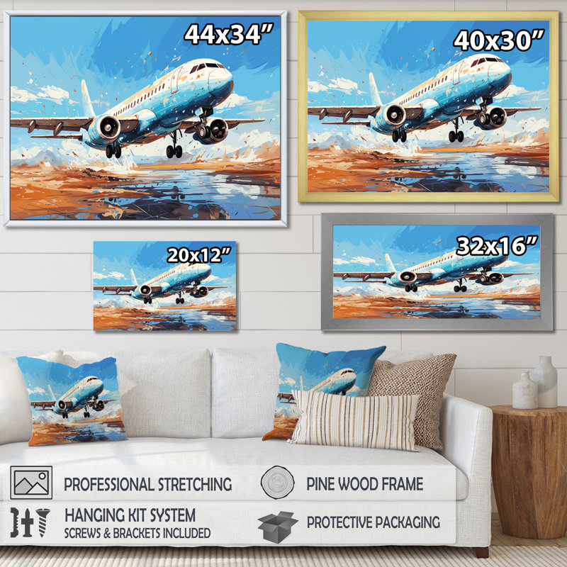 «Plane Prelude To Flight Adventure II», reproduction sur toile, Cadre photo doré simple, H 30 po x l 40 po x P 1,5 po