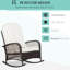Chaise berçante de patio confortable, courbée, blanc crème pour chaise d'extérieur avec coussin, style rustique
