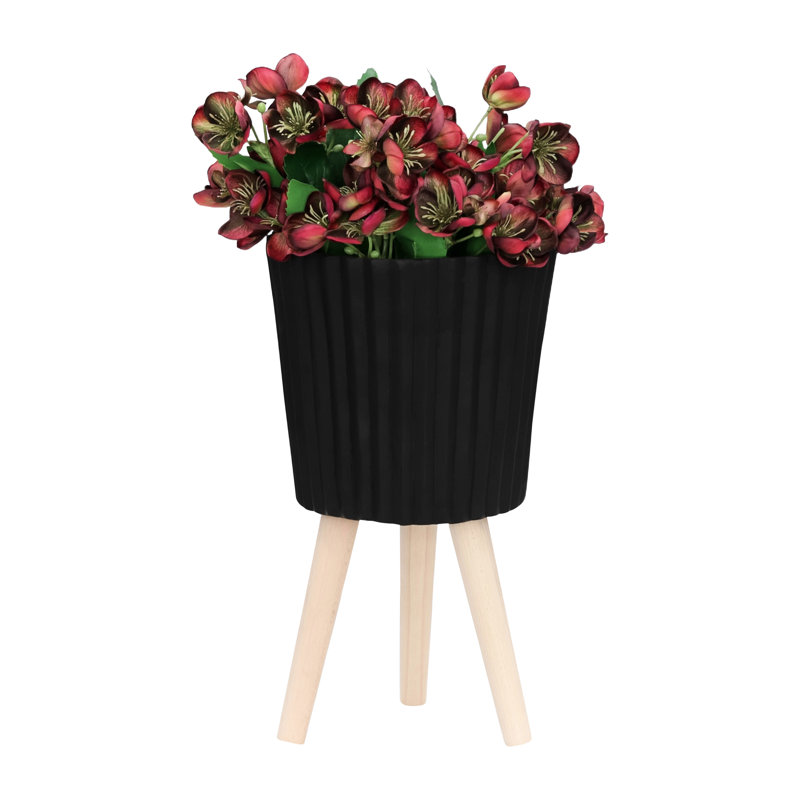 Pot à fleurs noir polyvalent de 12 po avec trous de drainage pour jardinière à rainures, idéal et occasions spéciales
