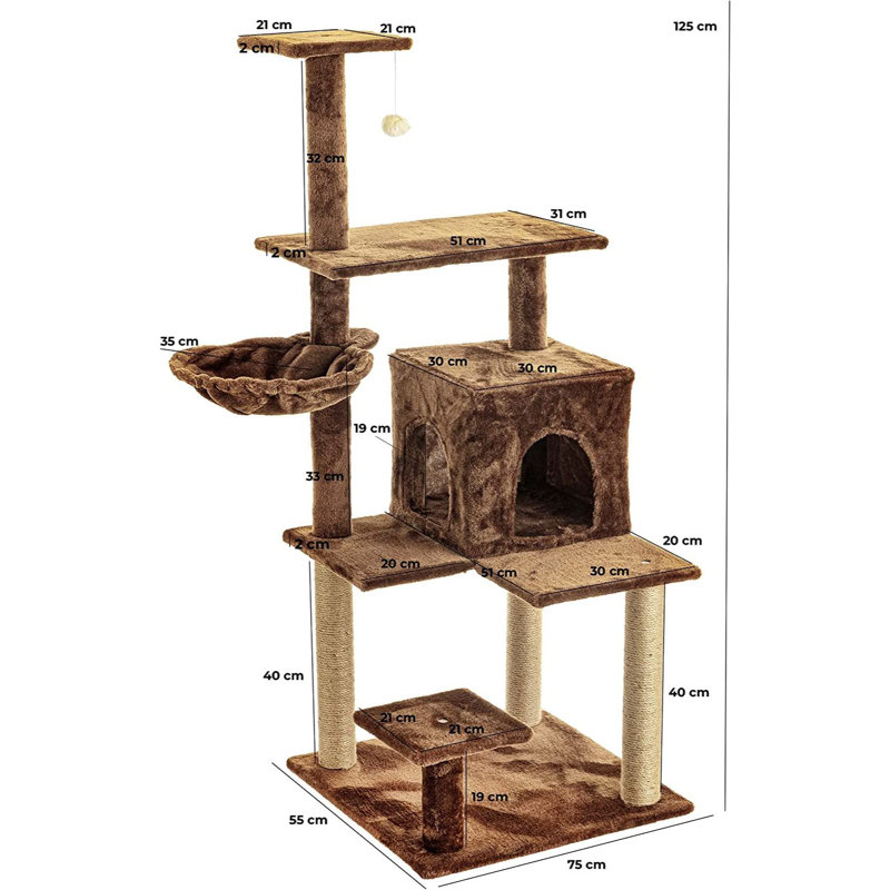 Dearth 125cm H Cat Tree, Dark Brown