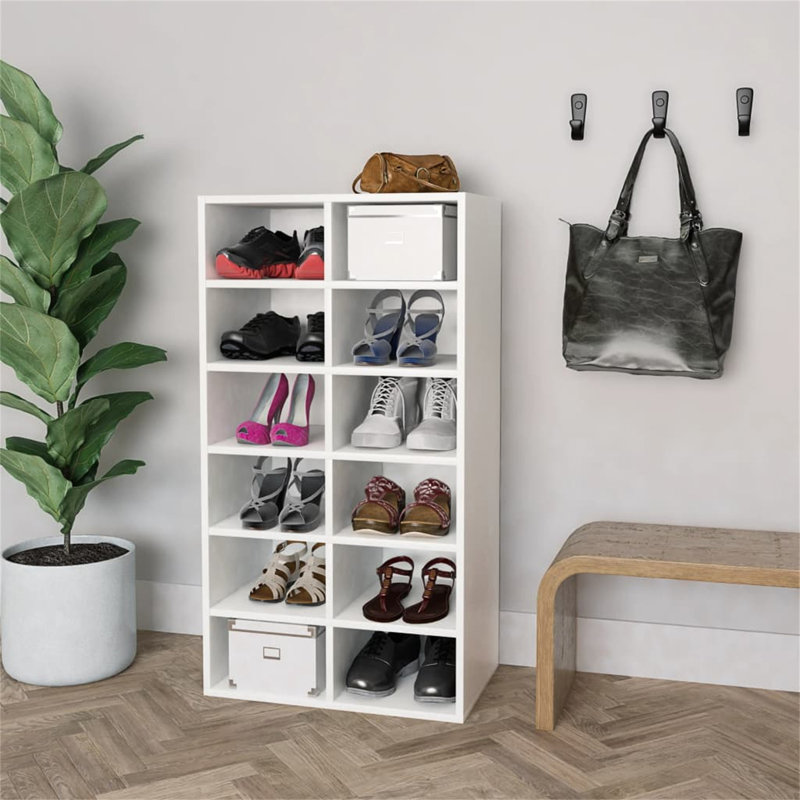 12 Pair Shoe Rack, White