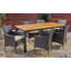 Meissner 6 - Person Acacia Wicker Patio Dining Set with Rectangular Table , Cushions Included
