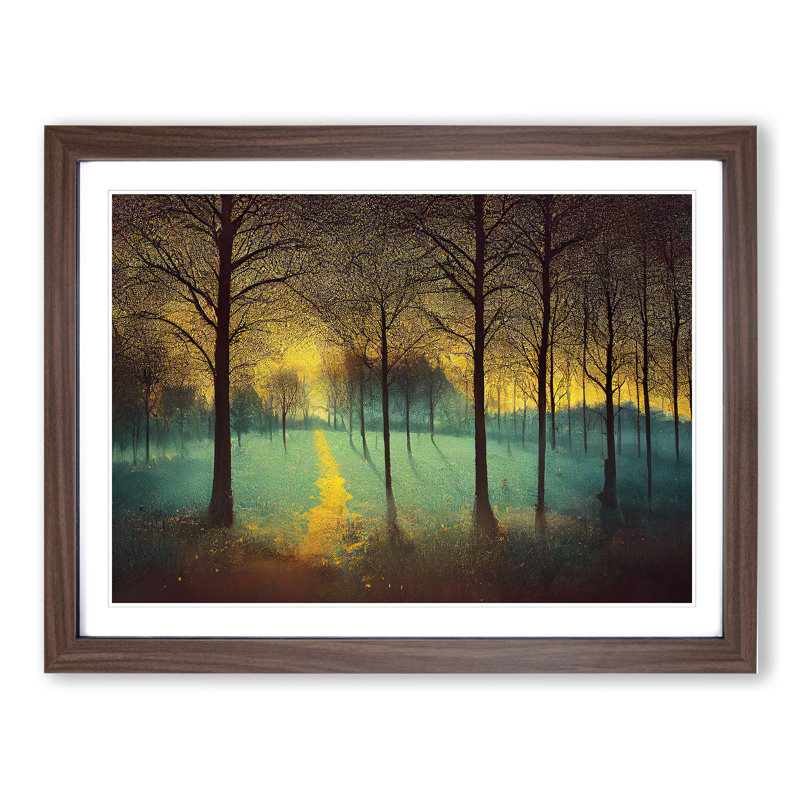 Magical Bluebell Field 1 Piece Single Picture Frame Painting, 46cm H x 64cm W x 2cm D, Walnut