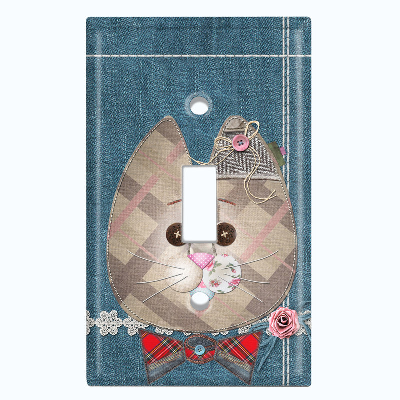 Plaque murale d'interrupteur à bouton-poussoir en patchwork 1 pièce