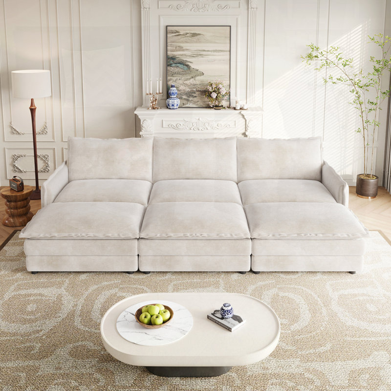 upholstered large-size deep-seat sofa, Beige