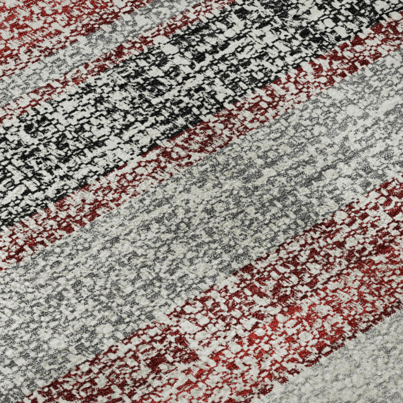 Premium Machine Washable Mayfield AMF2122 Striped Rug, Burgundy, 3' x 5'