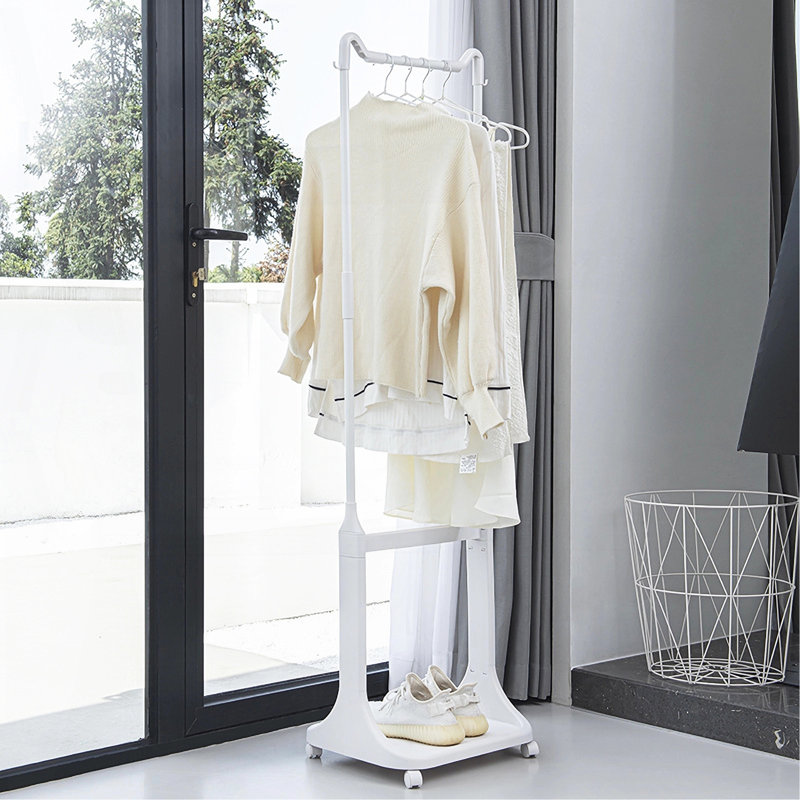 2-Tier Laundry Hamper Sorter With Hanging Bar, Rolling Laundry Baskets With Wheels Removable, Stackable Laundry Cart Organizer And Storage For Small Space, Dorm, Closet, Bathroom