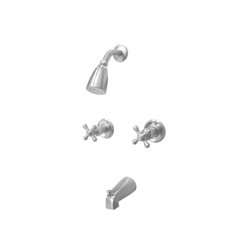 Magellan Diverter Tub Shower Faucet with Metal Cross Handles, Chrome