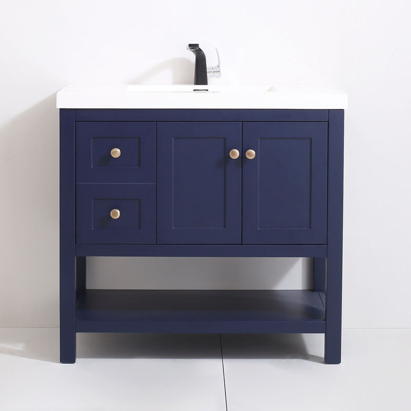 Mckinnis 37'' Single Bathroom Vanity with Resin Top, Blue