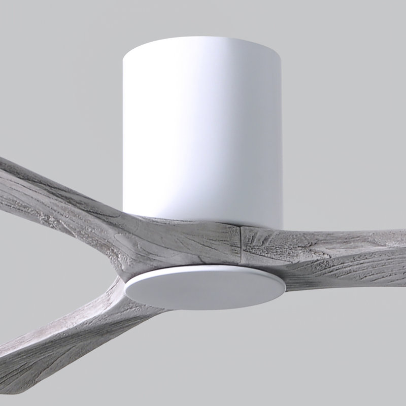 Irene LED Ceiling Fan, Gloss White, Barn Wood Tone, 52"