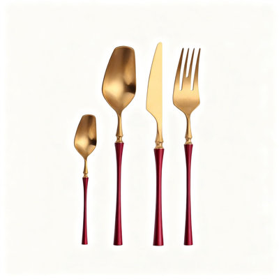 Stainless Steel 4-Piece Cutlery Set, Modern Slim Design Steak Knife And Fork, Dinner Spoon And Salad Fork For Western Dining And Home Use