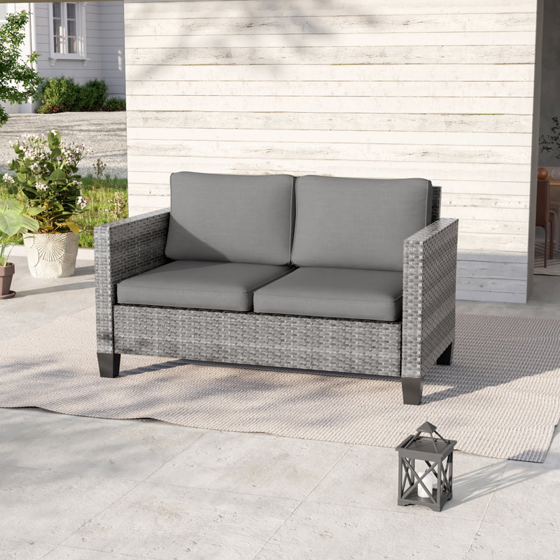 Canapé d'extérieur pour causeuse de patio, Gris, Gris