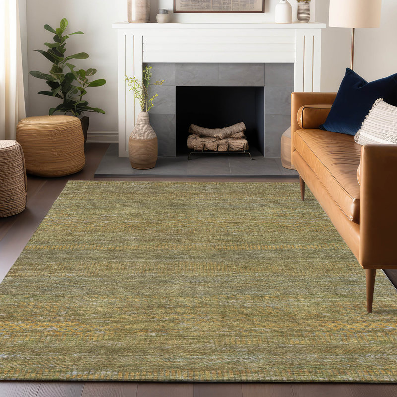 Tapis sauge lavable à la machine intérieur / extérieur Claudian ACN1633, Rectangle 10 pi x 14 pi