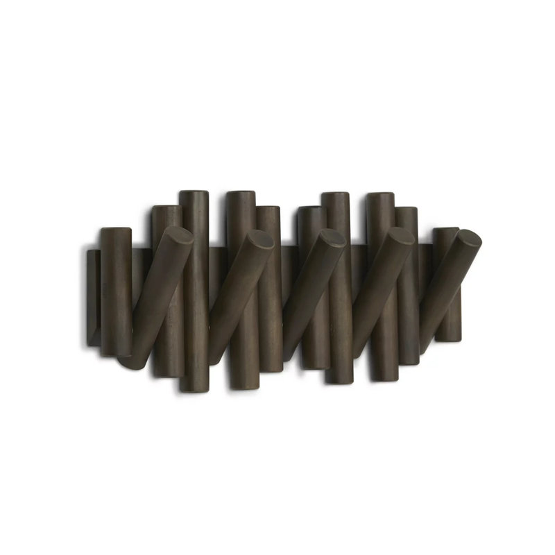 Solid Wood Wall 5 - Hook Wall Mounted Coat Rack, Walnut