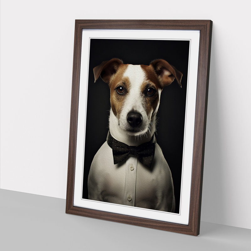 Jack Russell Minimalism No.2 - Single Picture Frame Print on Wood, Walnut Framed, 34cm H x 25cm W x 2cm D
