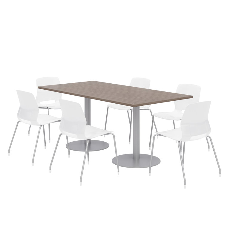 Ensemble de table de salle à manger rectangulaire 72 "et chaise, Teck studio, Blanc