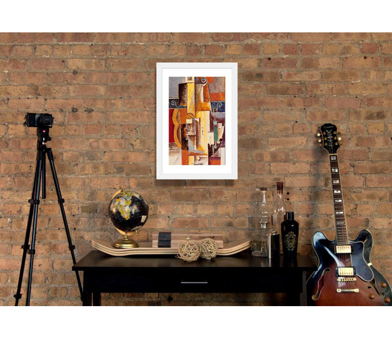 Violon et guitare par Pablo Picasso - reproduction, H 32 po x l 24 po, Impression encadrée, Blanc