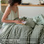 Ensemble de housse de couette en vichy 100% coton délavé à finition lin, tissé à la main avec tissage réversible teint en fil et artisanat double point (ensemble de 3) -125054725-125054726