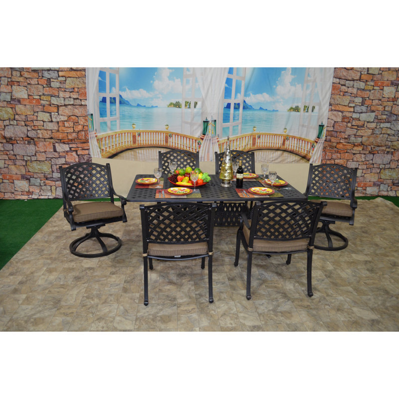 Wes 6 - Person Patio Dining Set with Rectangular Table , Cushions Included