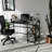 Modern Industrial Study Desk, Black, 51.2 x 29.5 x 23.6 inches | 100% Tempered Glass Top (0.16 inches Thick) & 100% Metal Frame | Wall-Mountable with Numerous Shelves | Stylish & Functional for Home Office or Study Spaces-1464129081