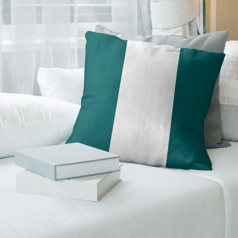  Housse de coussin Euro, Aqua / Blanc, Polyester filé