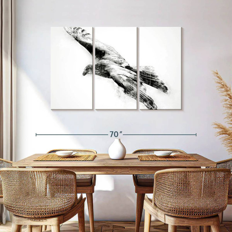 Brampt Hawk Black And White, 36" H x 57" W