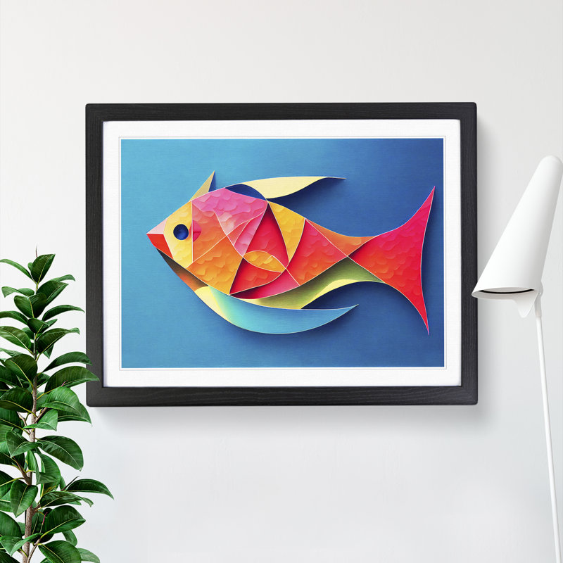 XH1022-6609X Painted Fish Vol.6 - Single Picture Frame Print, Black Framed, 46cm H x 64cm W x 2cm D