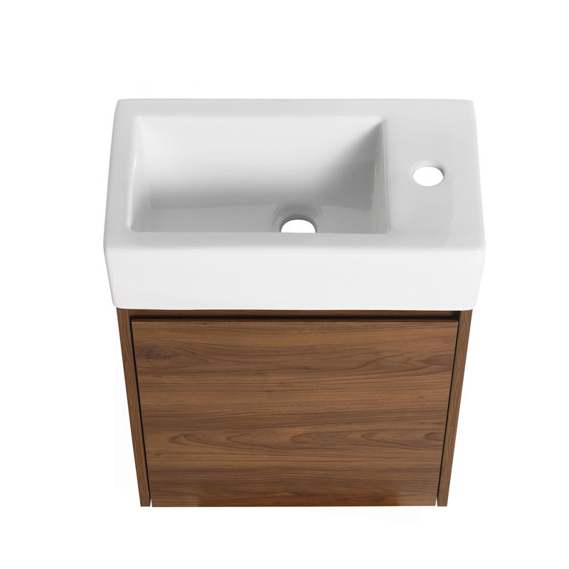 Petit meuble-lavabo flottant de 18 pouces avec lavabo simple, convenant à une petite salle de bain