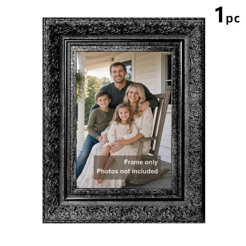 Cadre photo noir 1pc orné pour photos et décorations 8 "x 10", Noir, 1, L 8 po x H 10 po